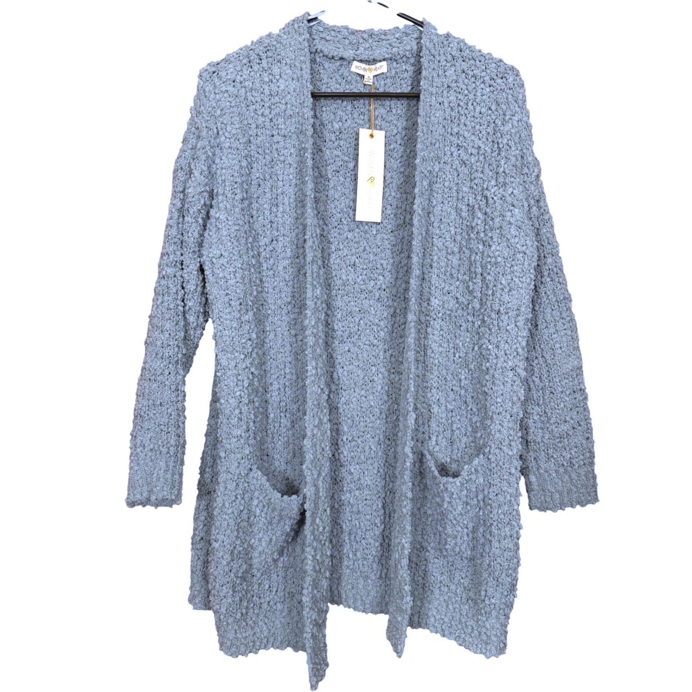NWT Woven Heart Womens Popcorn Knit Open Front Cardigan Blue S Cottage Cabincore
